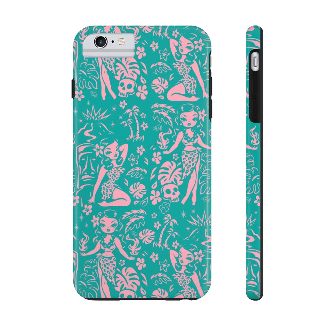 Tiki Temptress - Aqua and Pink • Phone Case