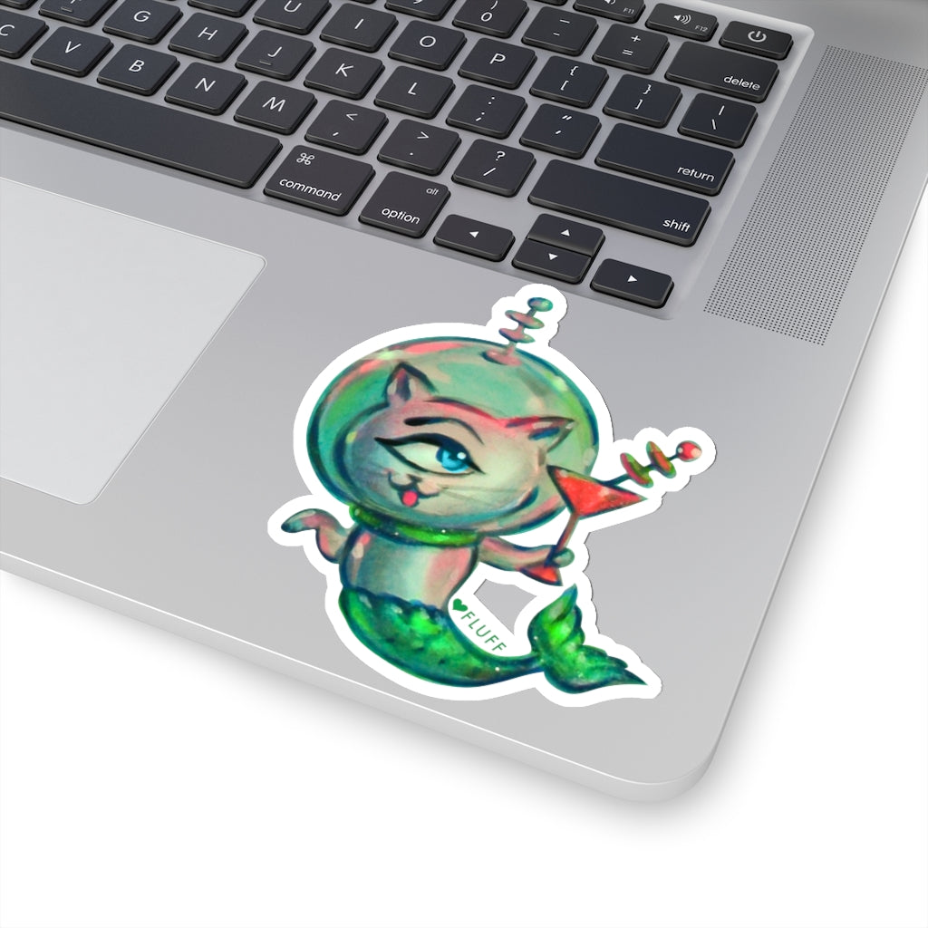 Cyclops Kitten Space Mermaid • Kiss-Cut Sticker