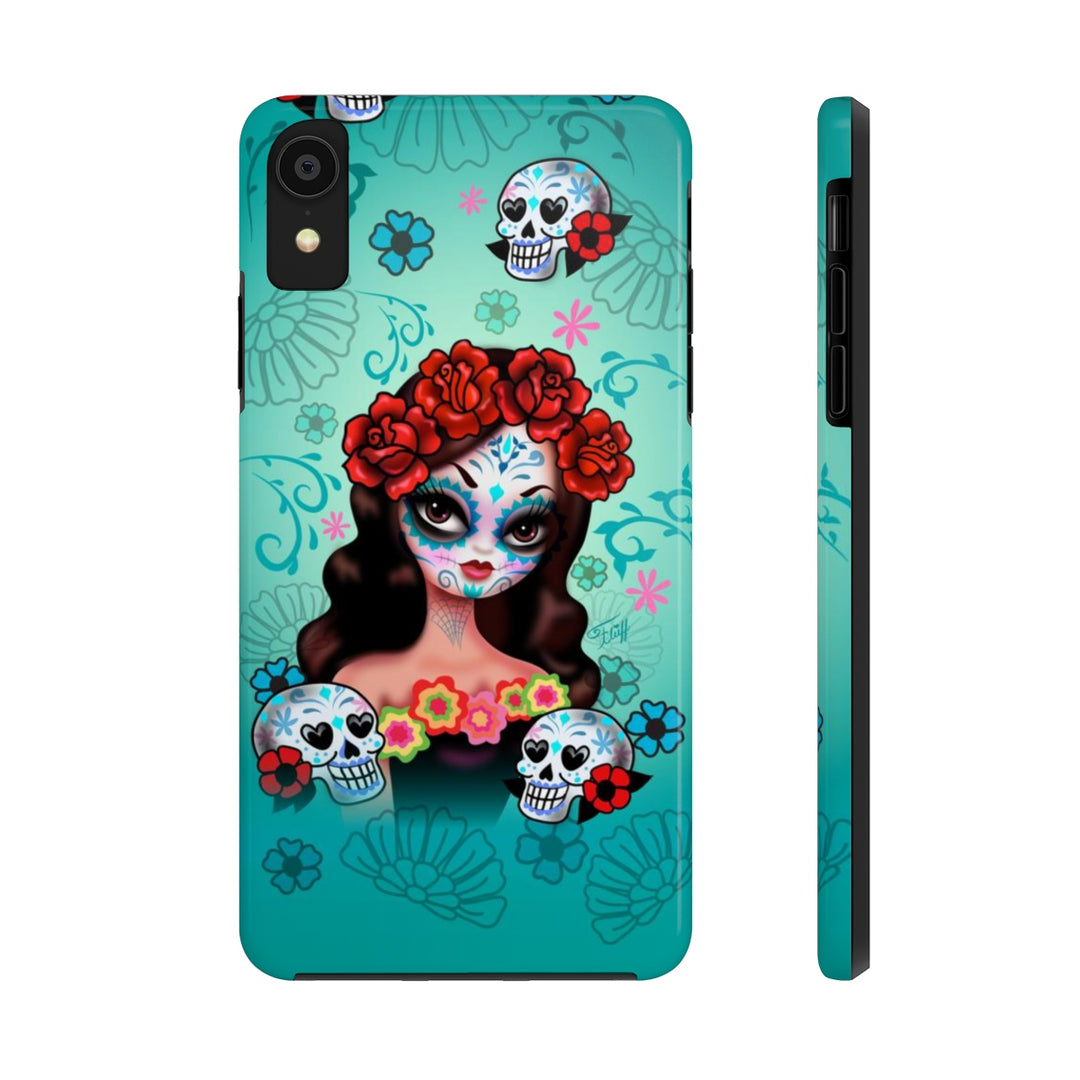 Sugar Skull Girl with Roses • Phone Case