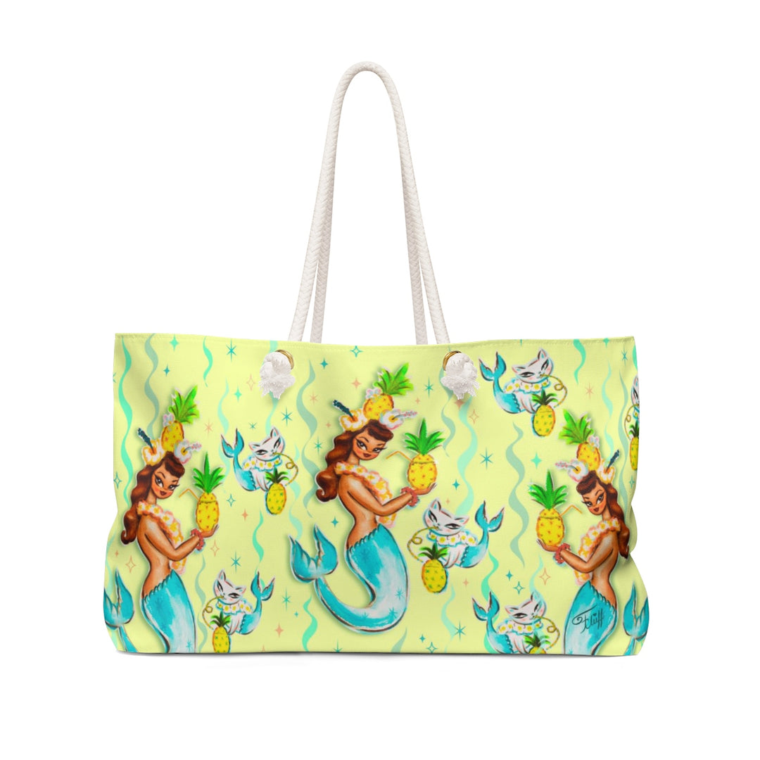 Tropical Pineapple Mermaid with Merkitties  • Weekender Bag