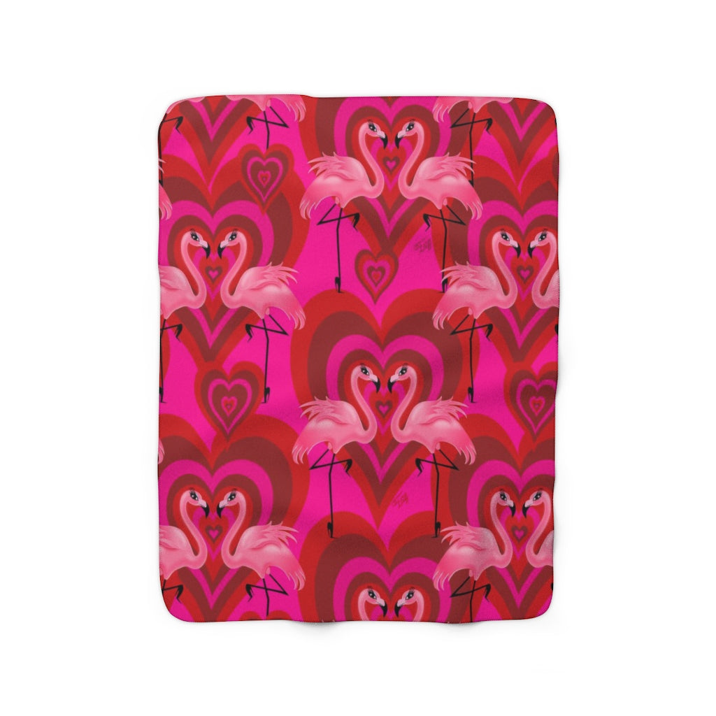 Flamingo Love Pattern • Sherpa Fleece Blanket