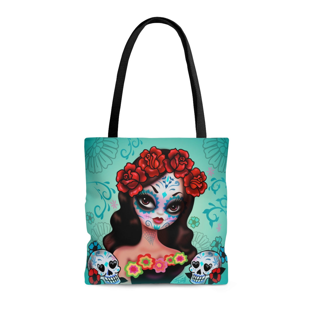 Day of the Dead Girl with Roses • Tote Bag