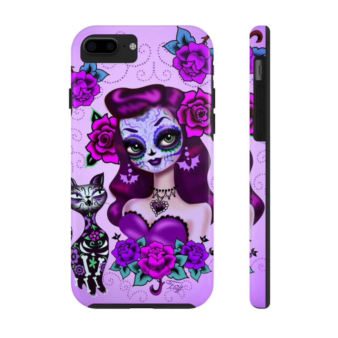 Purple Sugar Skull Girl • Phone Case