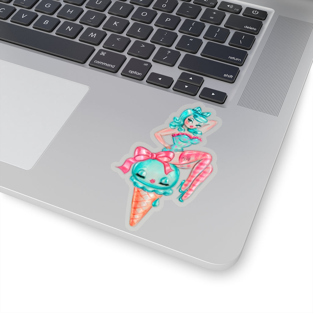 Candy Blue Ice Cream Doll • Kiss-Cut Sticker