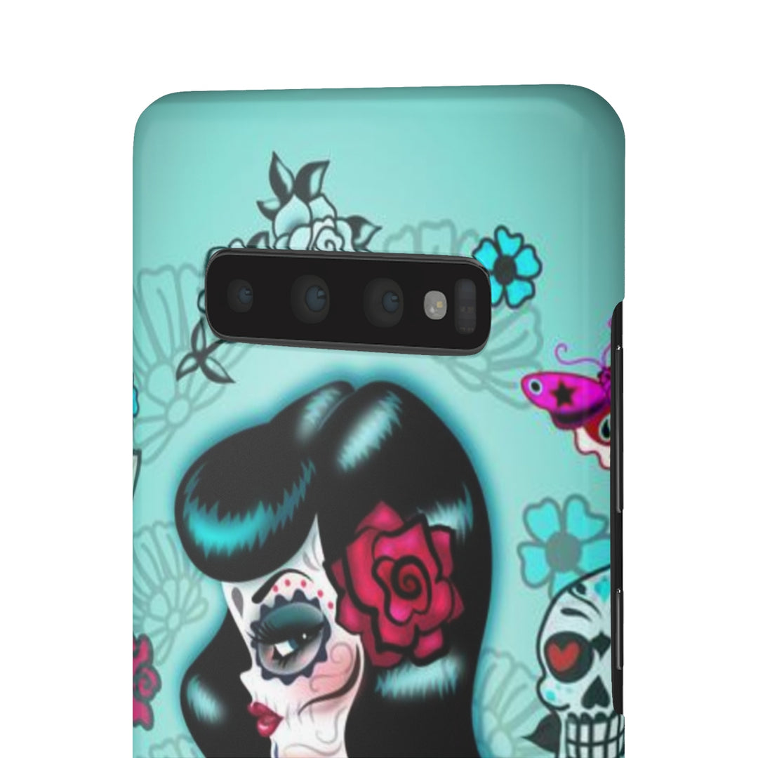 Raven Haired Day of the Dead Sugar Skull Pinup • Samsung Galaxy Phone Case