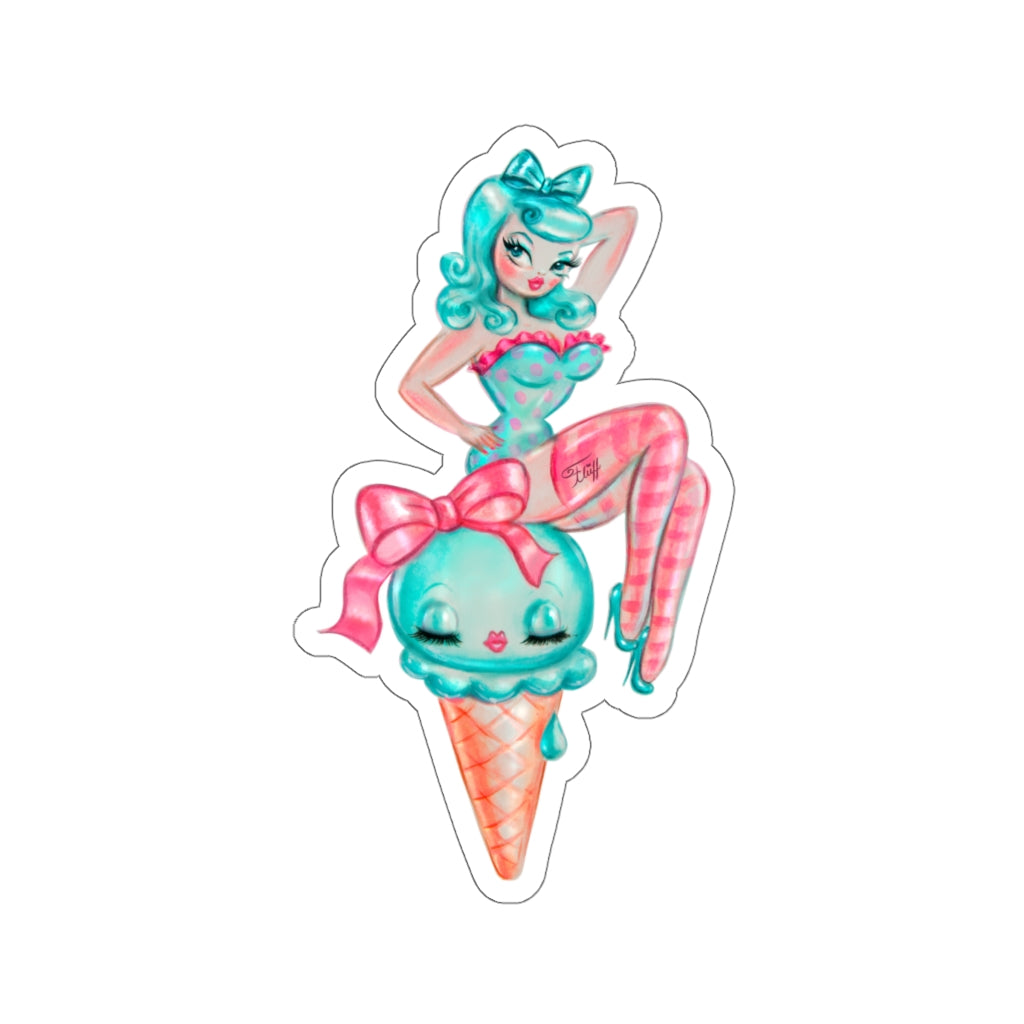 Candy Blue Ice Cream Doll • Kiss-Cut Sticker