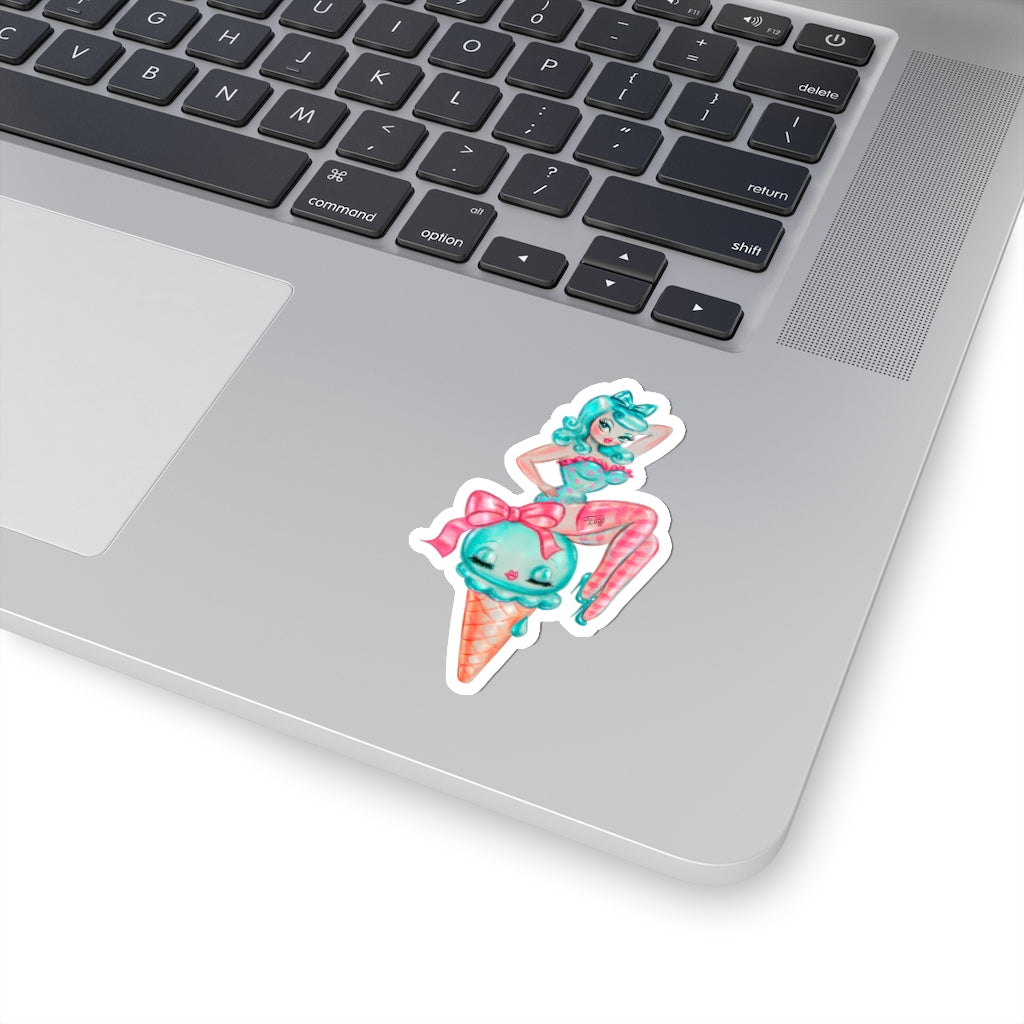 Candy Blue Ice Cream Doll • Kiss-Cut Sticker