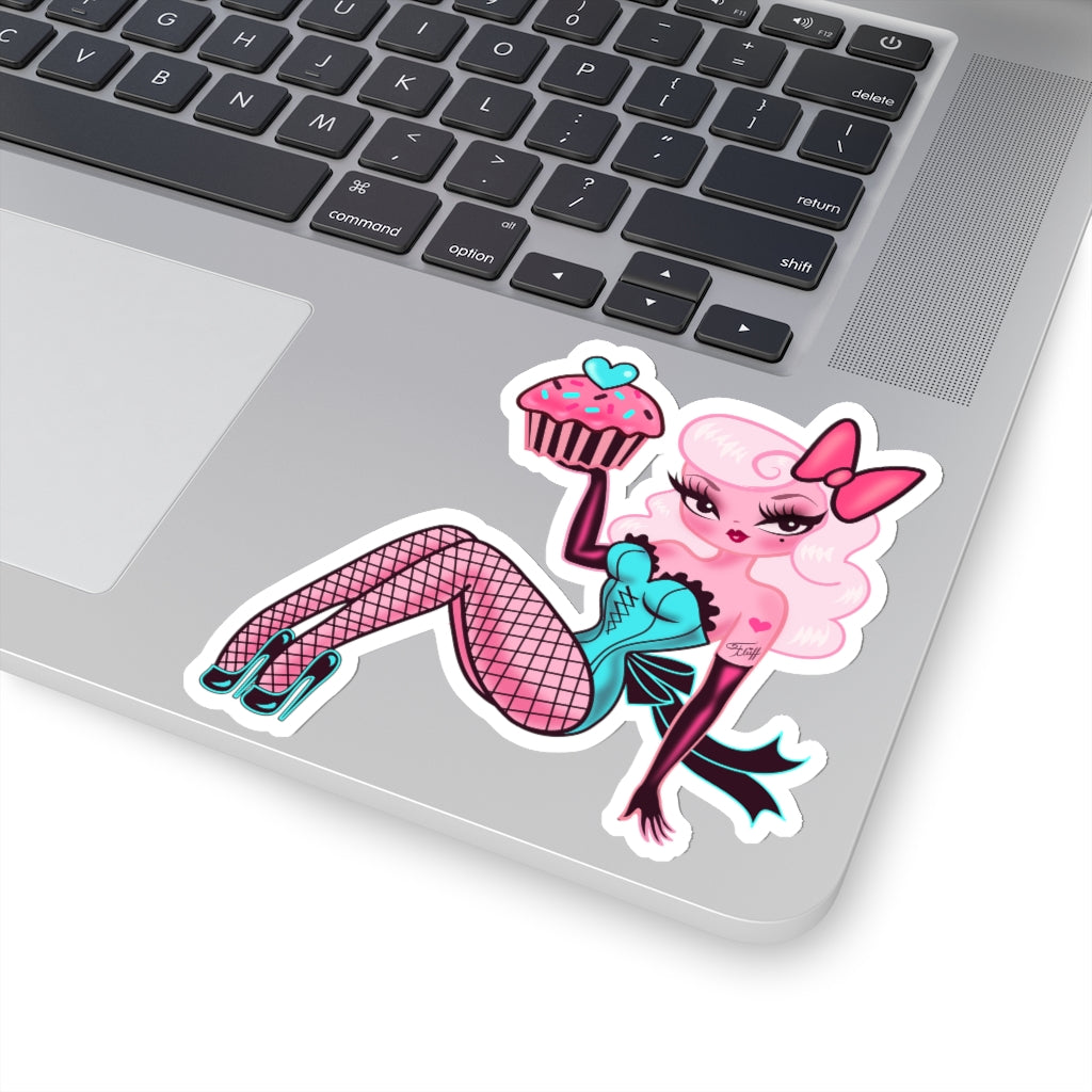 Blonde Cupcake Girl • Kiss-Cut Sticker