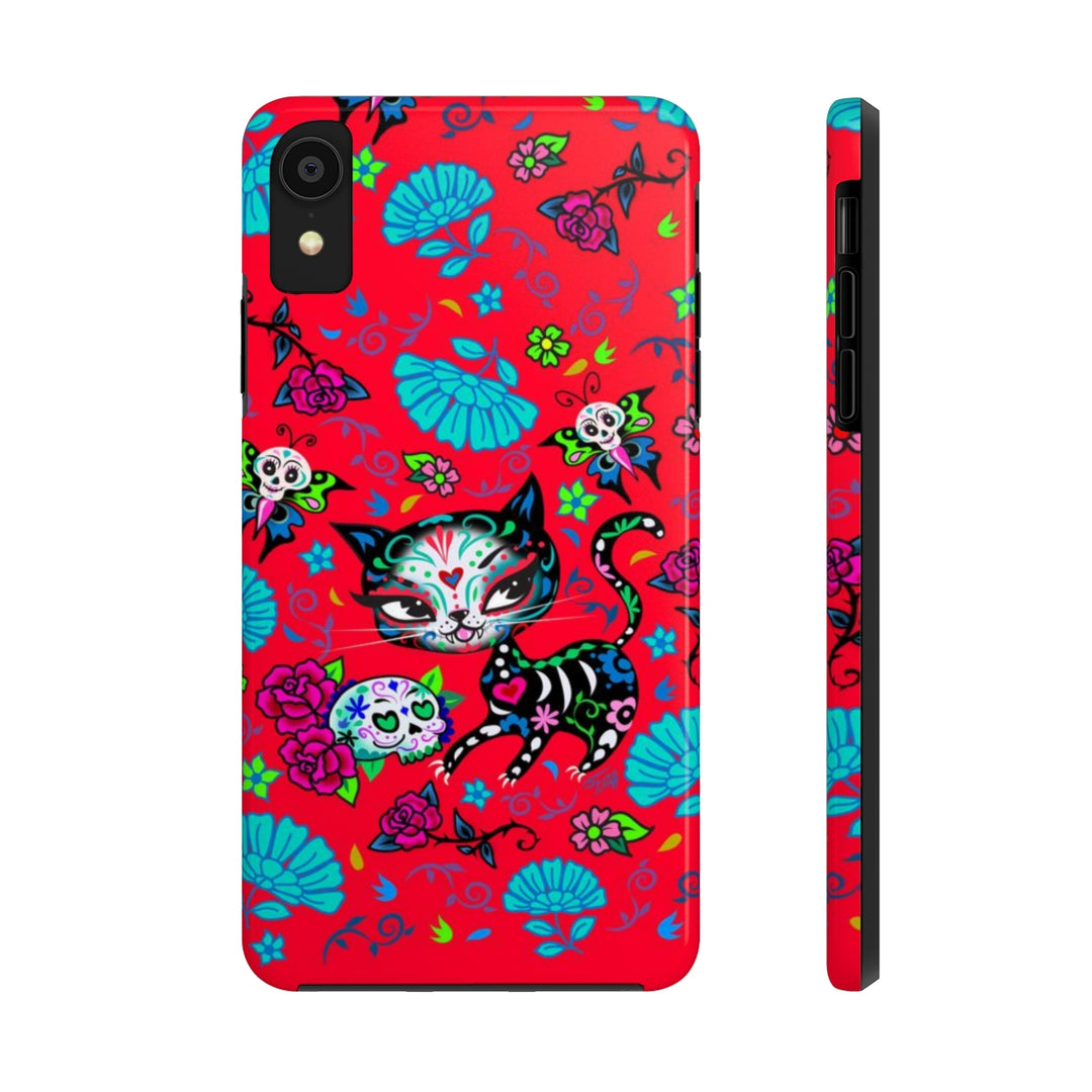 Sugar Skull Kitty on Red • Phone Case