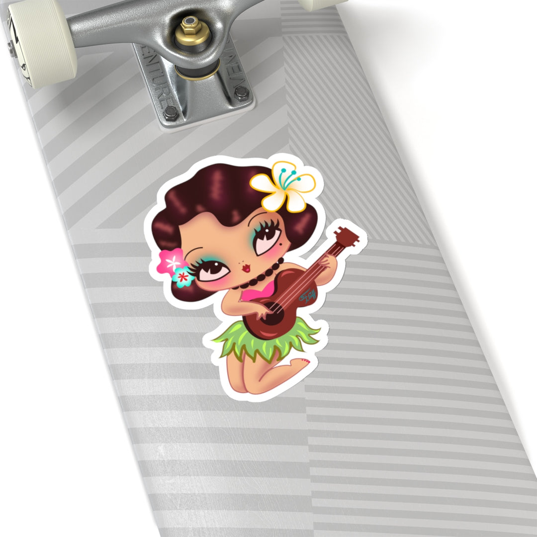 Hula Lulu Playing Ukelele • Kiss-Cut Sticker