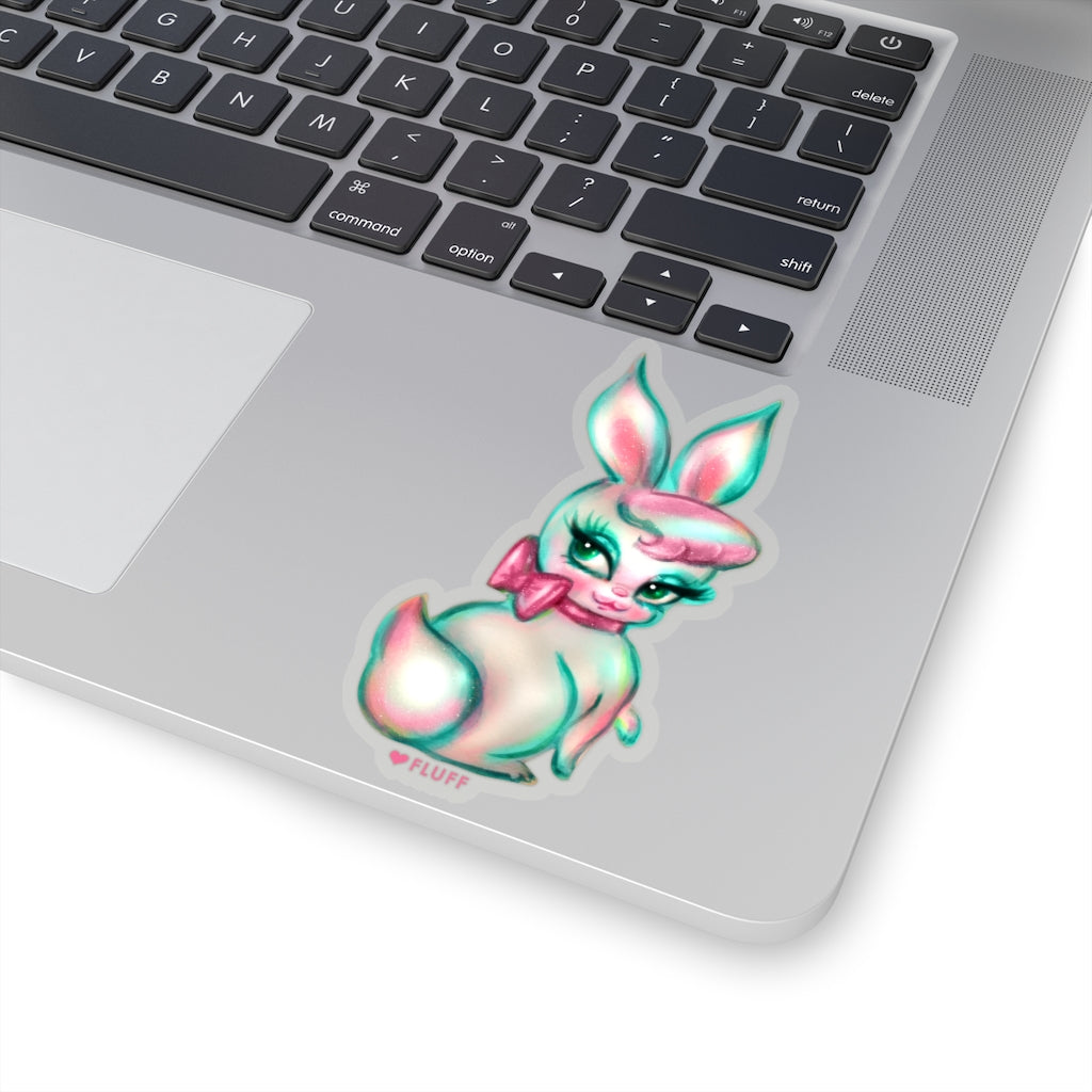 Bashful Bunny with Pink Bow • Kiss-Cut Sticker