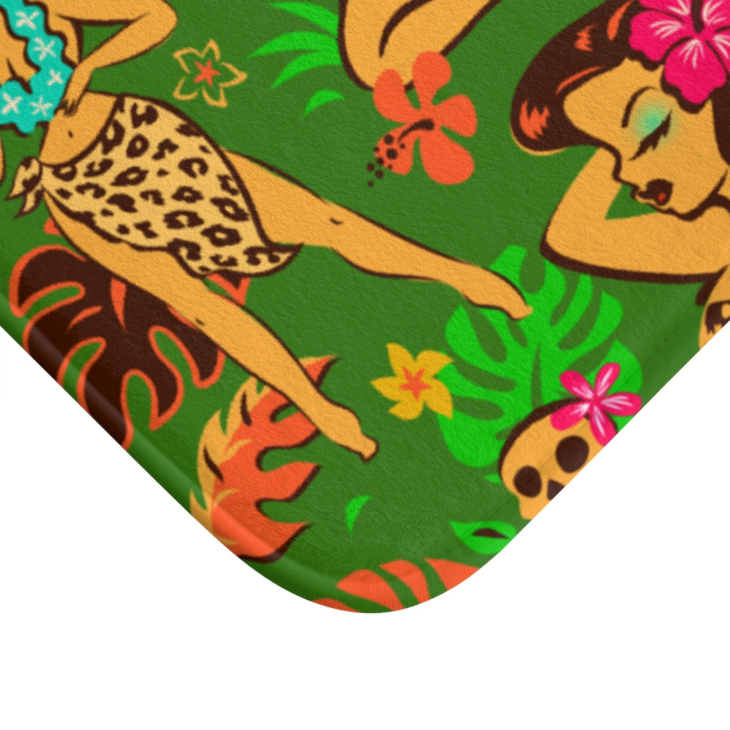 Tiki Temptress on Green • Bath Mat