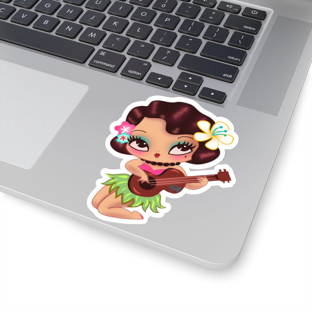 Hula Lulu Playing Ukelele • Kiss-Cut Sticker