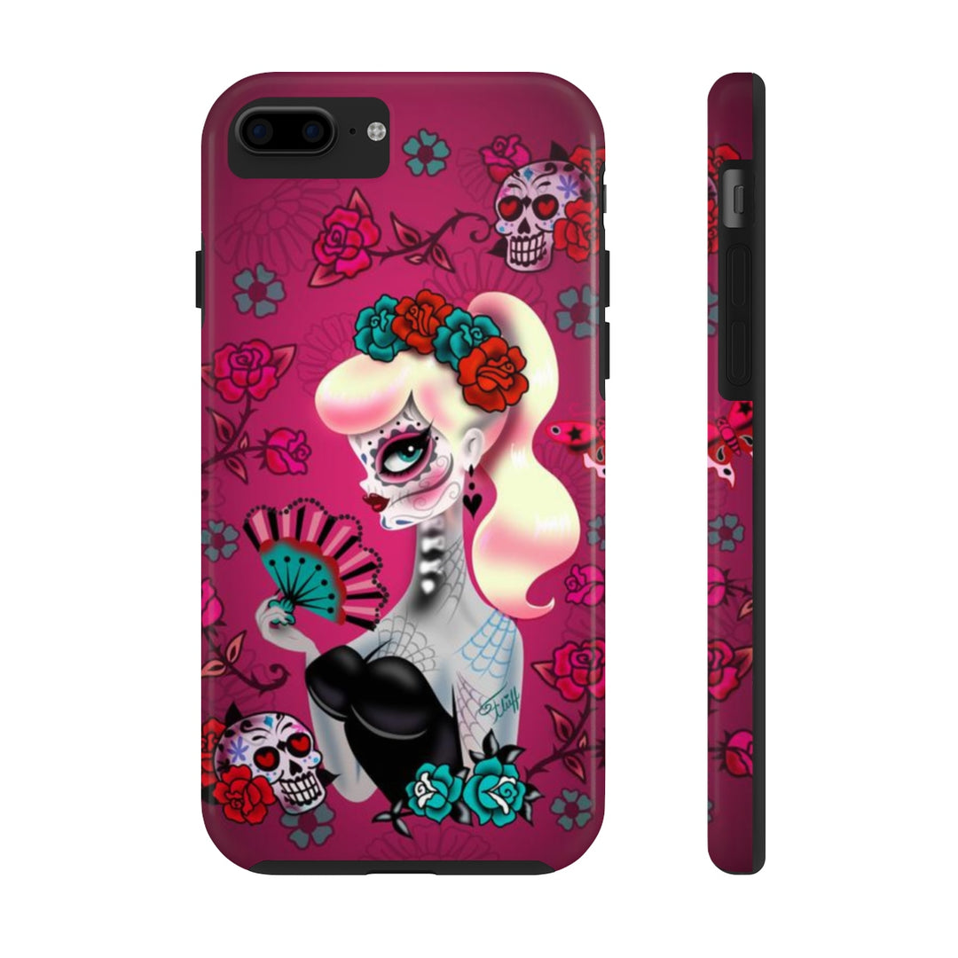 Blonde Sugar Skull Pinup Girl • Phone Case