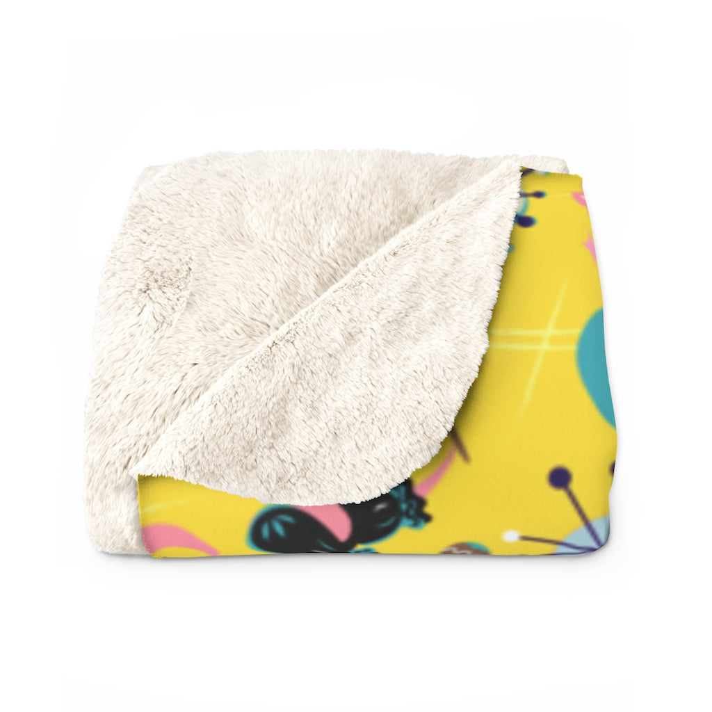 Mambo Kitties Yellow • Sherpa Fleece Blanket