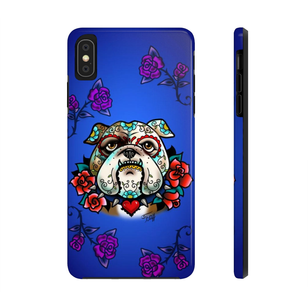 Sugar Skull Bulldog With Roses • Phone Case