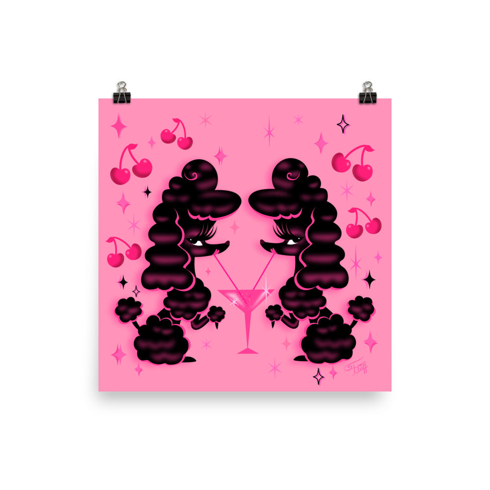 Two Poodles and a Pink Martini • Art Print