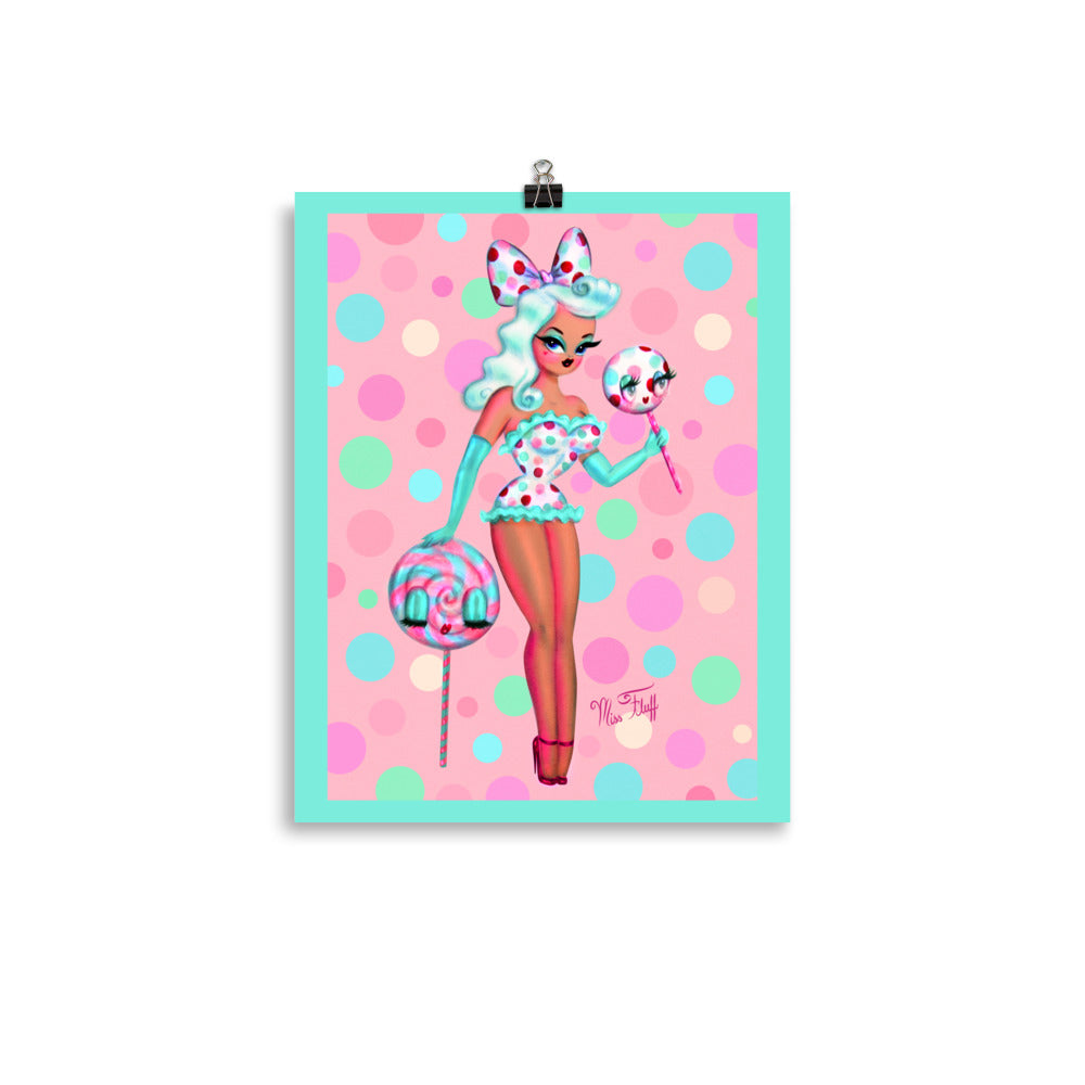 Polka Dot Lollipop Doll Caramel • Art Print