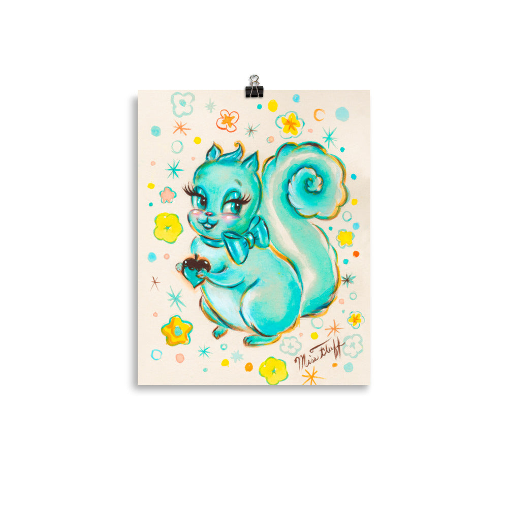 Cute Teal Squirrel • Art Print