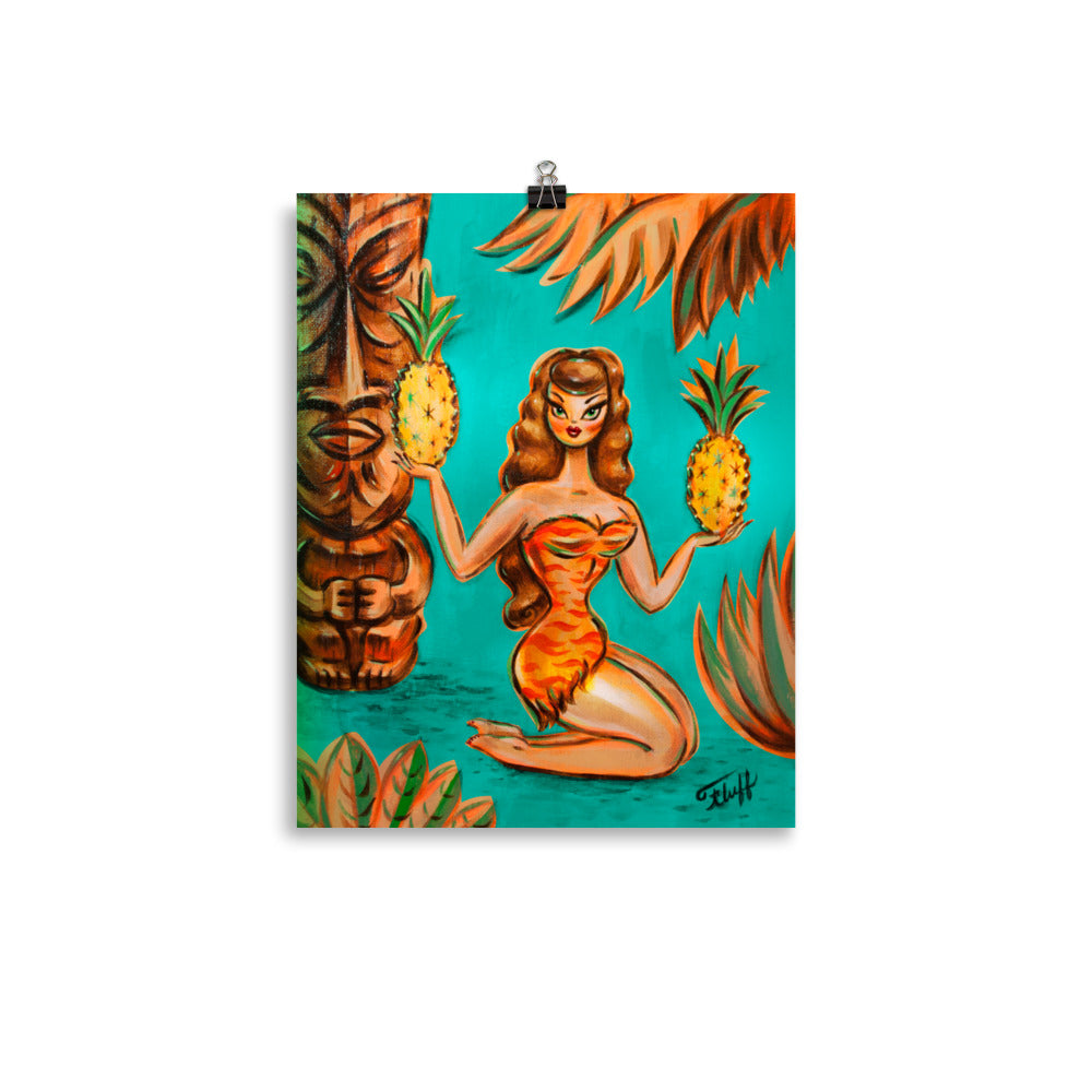 Tiki Island Girl with Pineapples • Art Print