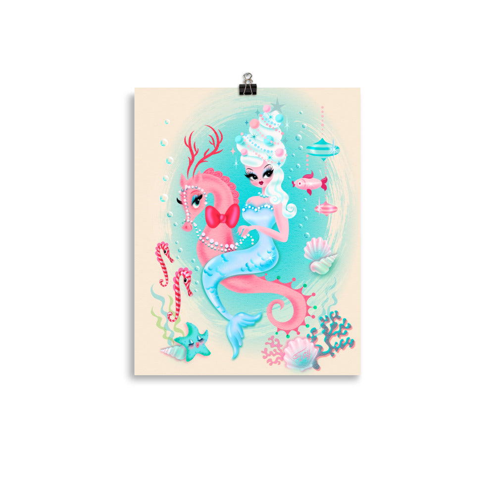 Christmas Bouffant Mermaid • Art Print