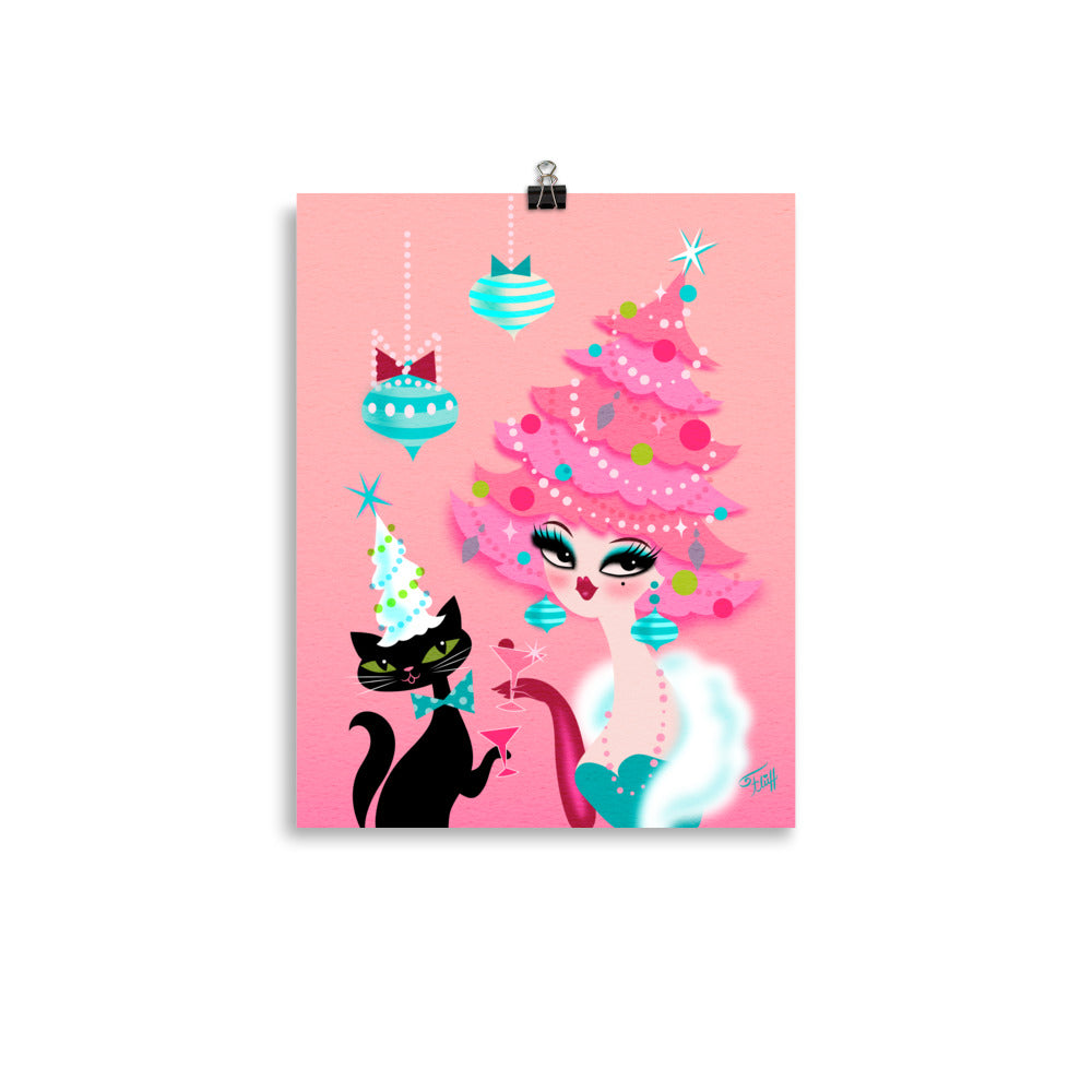 Pink Christmas Tree Doo • Art Print