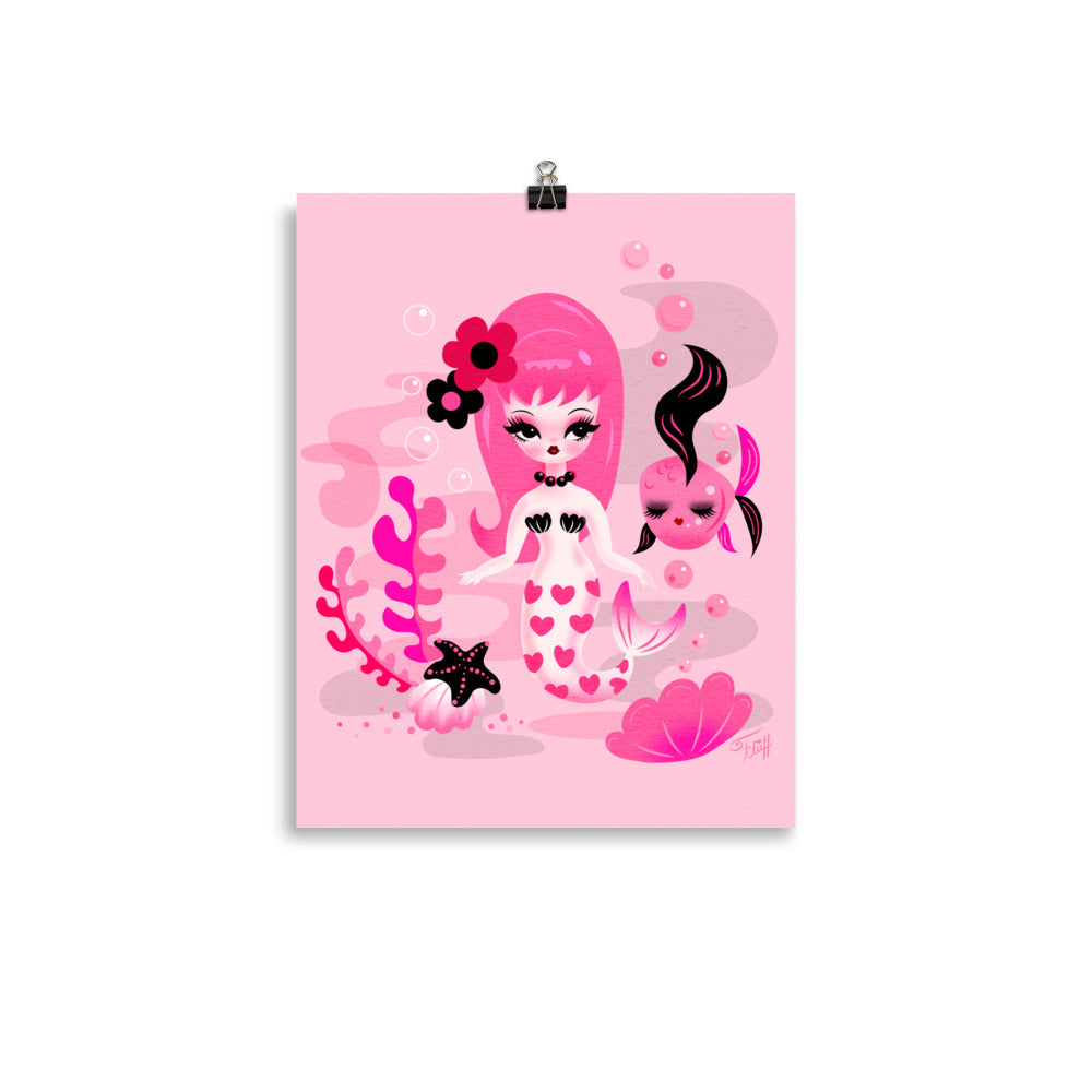 Mod Mermaid in Pinks • Art Print