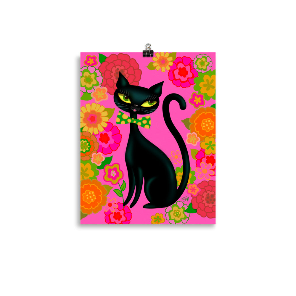 Mod Flower Kitty • Art Print