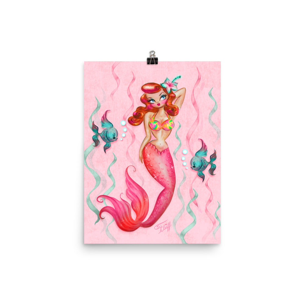 Tropical Redhead Mermaid • Art Print