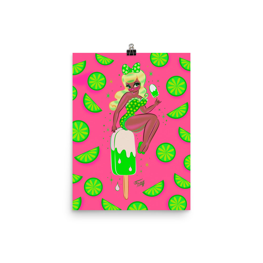 Lime Popsicle Pin Up Doll • Art Print