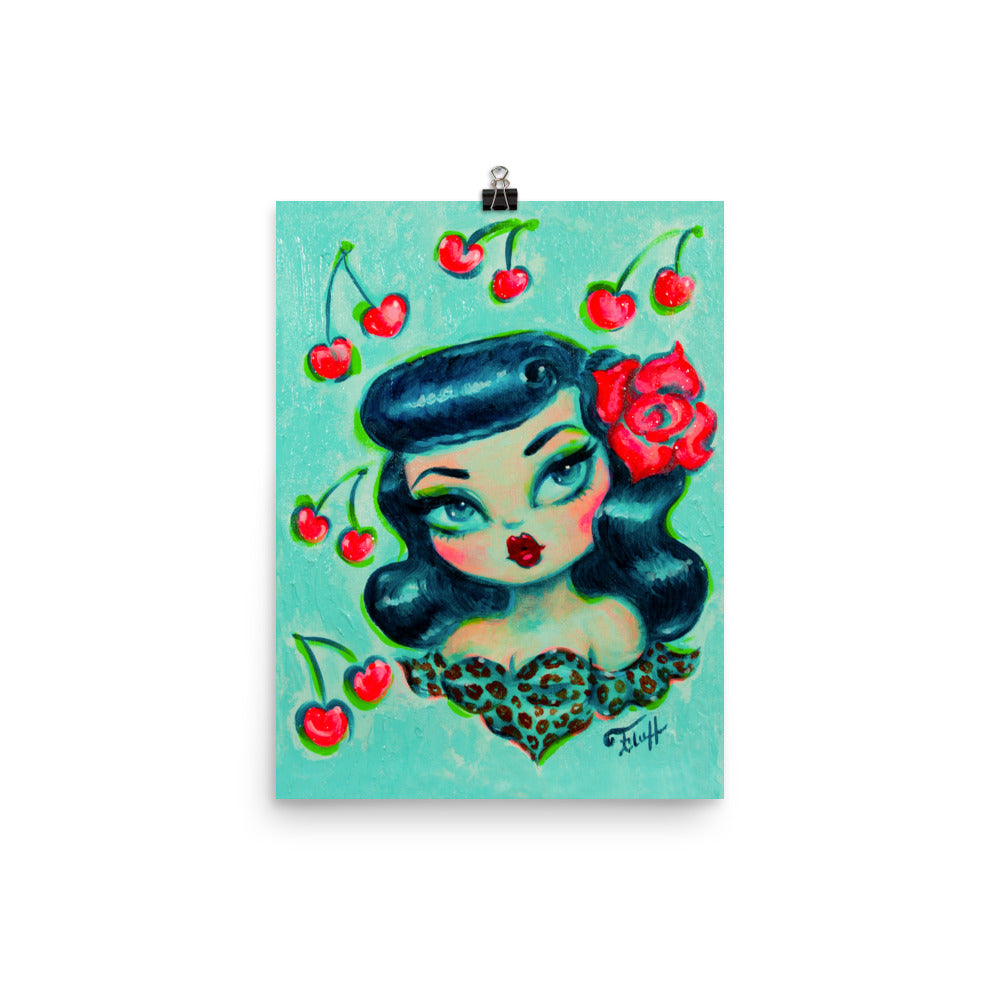 Rockabilly Baby Doll with Cherries • Art Print