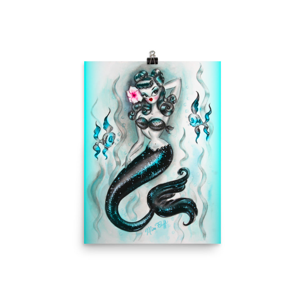 Pinup Mermaid with Hibiscus • Art Print