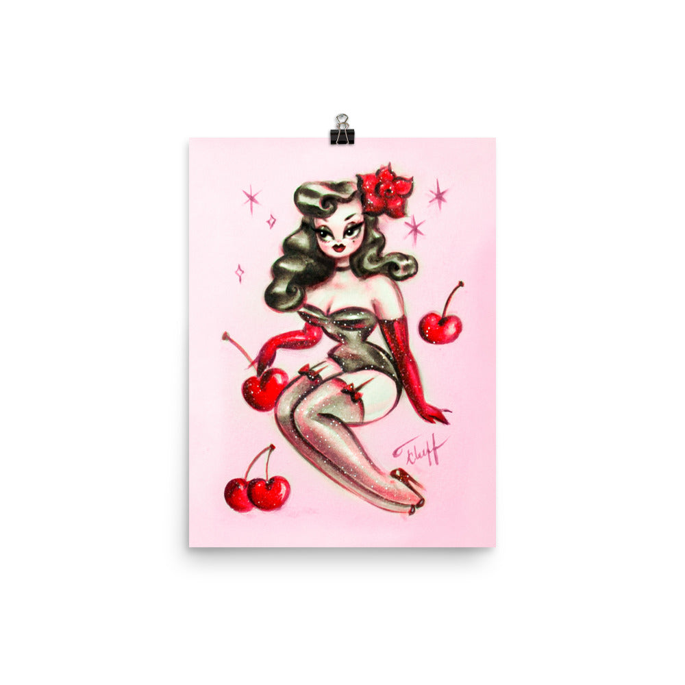 Pinup Girl with Cherries • Art Print