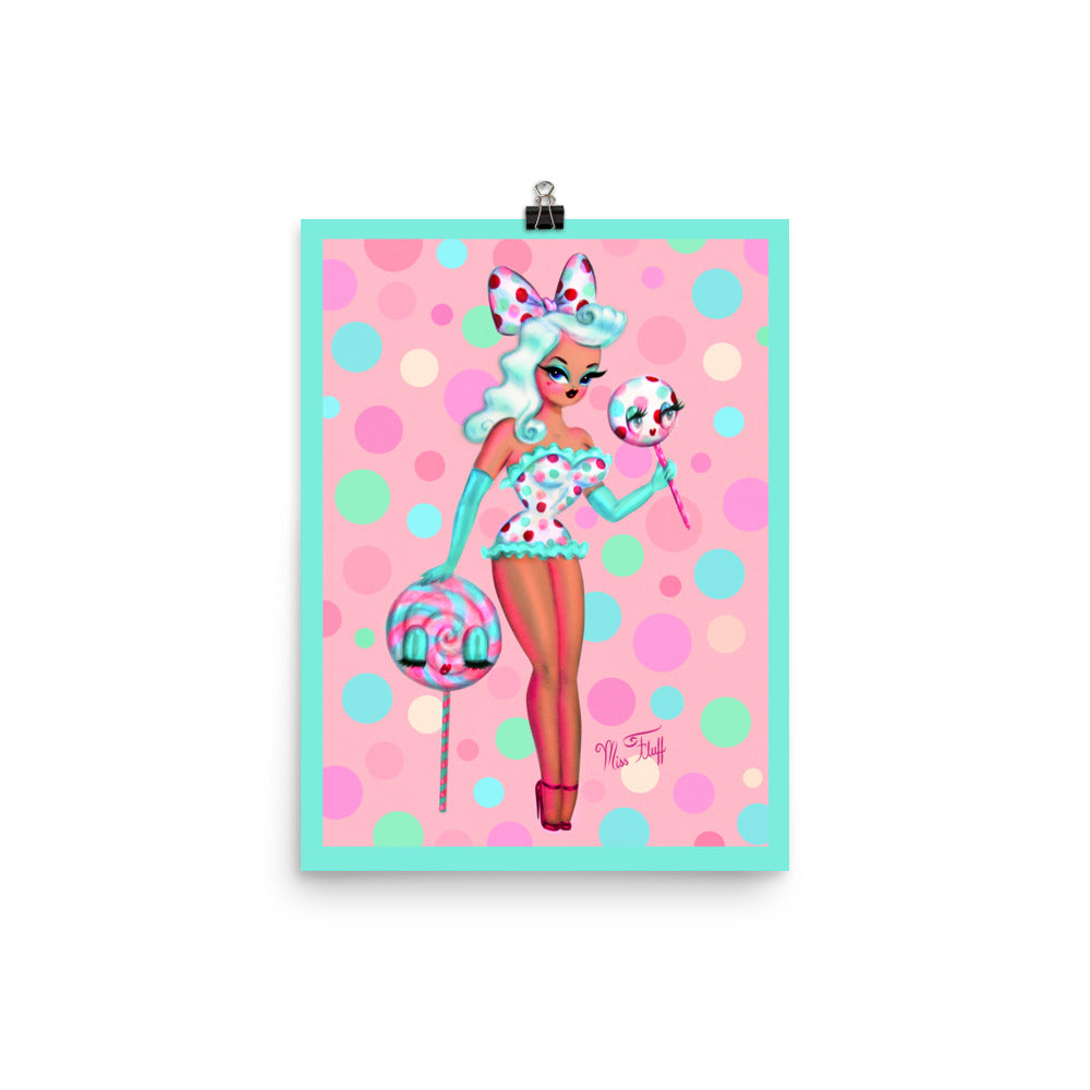 Polka Dot Lollipop Doll Caramel • Art Print