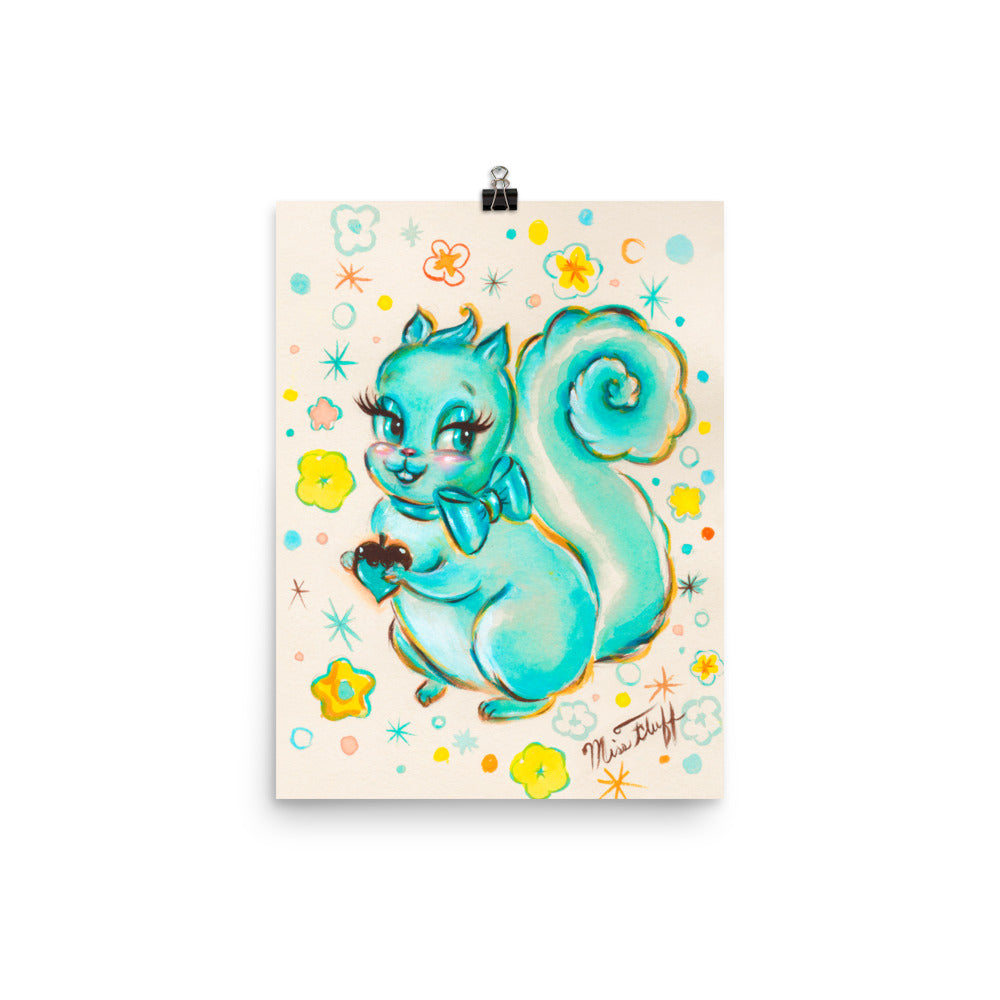 Cute Teal Squirrel • Art Print