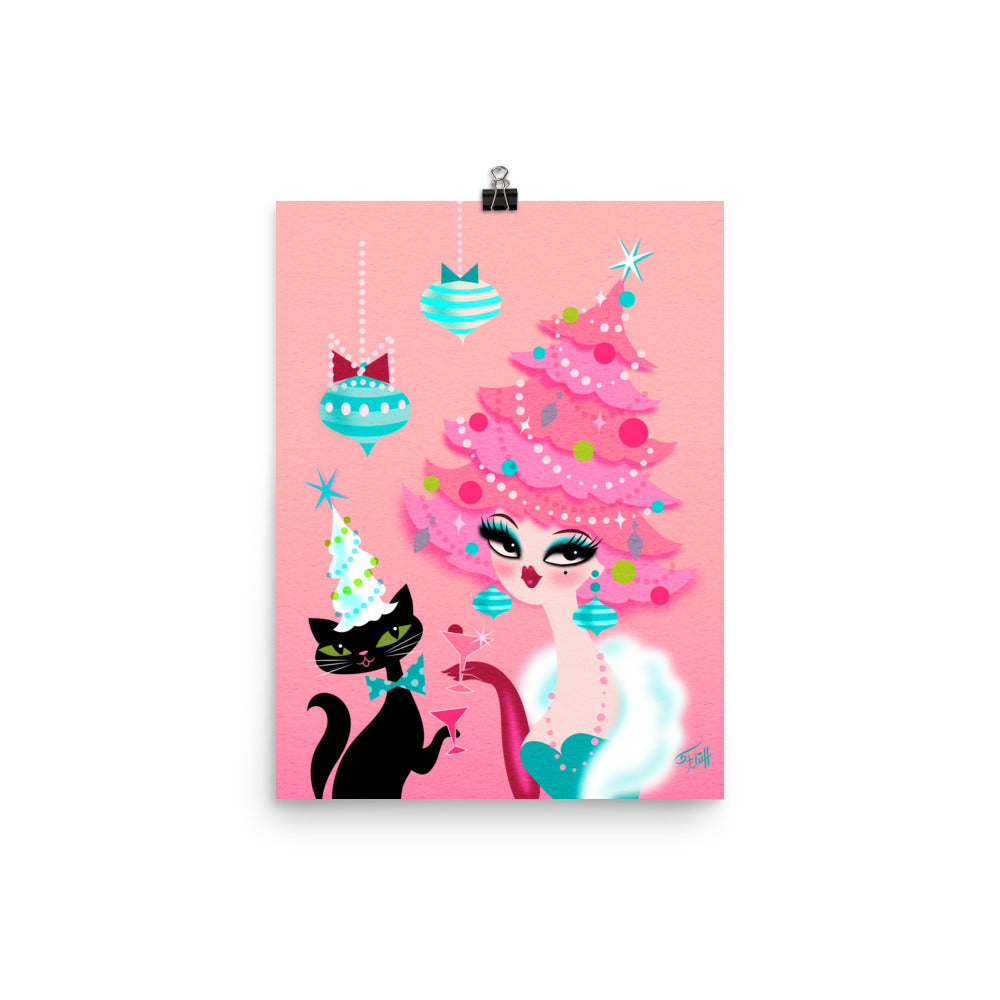 Pink Christmas Tree Doo • Art Print