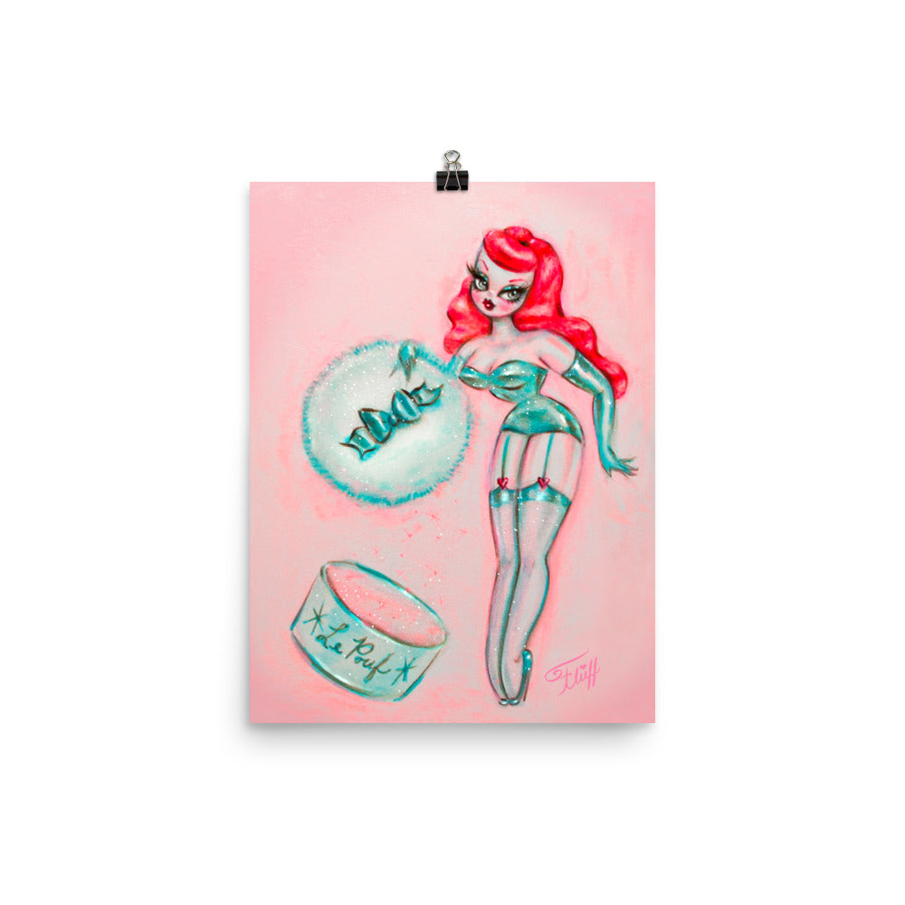 Redhead Mint Powder Puff Girl • Art Print