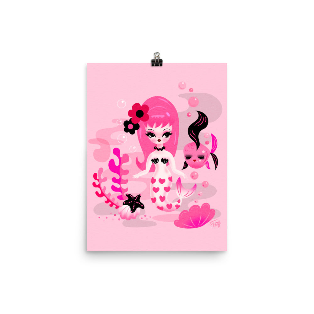 Mod Mermaid in Pinks • Art Print