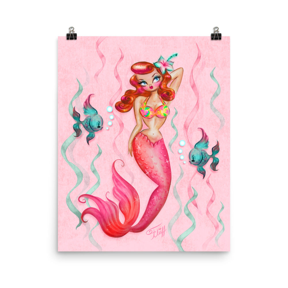 Tropical Redhead Mermaid • Art Print