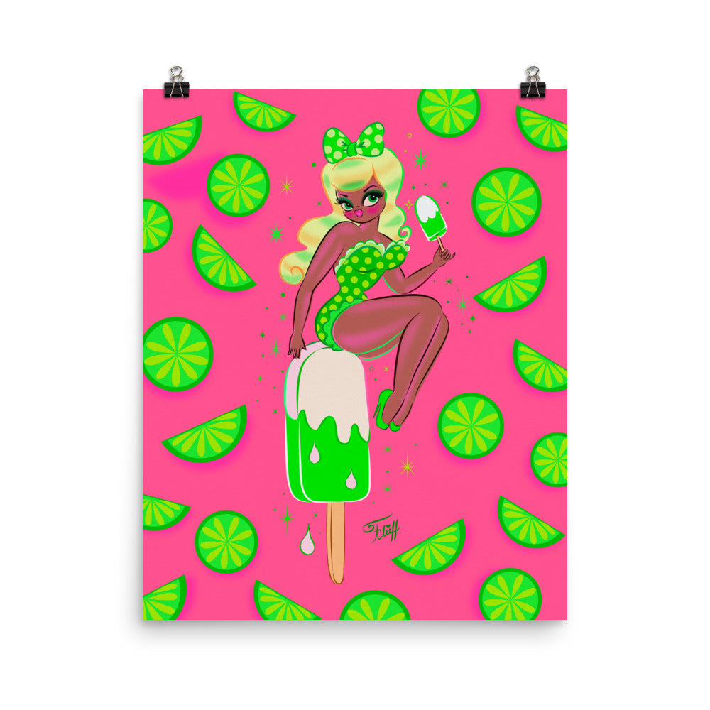 Lime Popsicle Pin Up Doll • Art Print