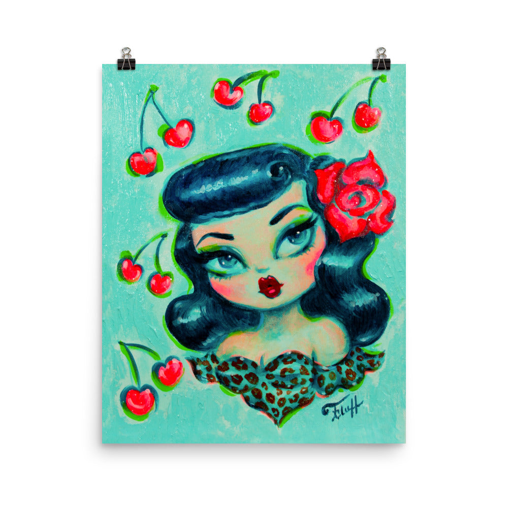 Rockabilly Baby Doll with Cherries • Art Print