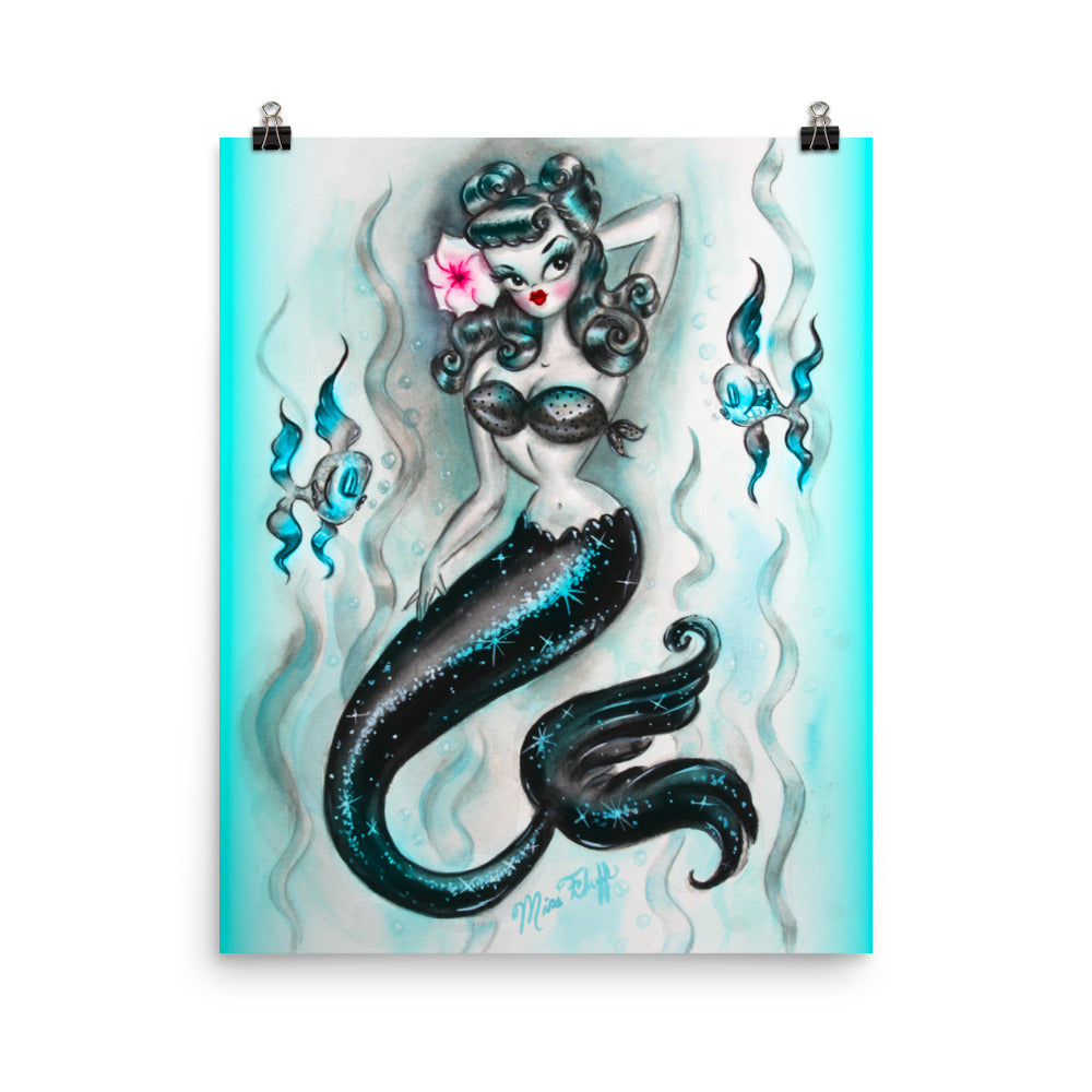 Pinup Mermaid with Hibiscus • Art Print