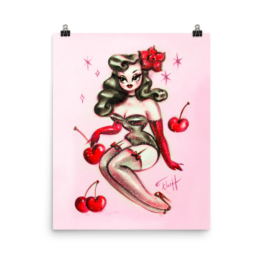 Pinup Girl with Cherries • Art Print