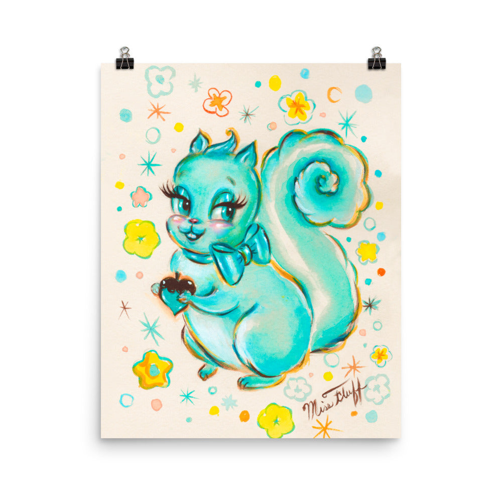 Cute Teal Squirrel • Art Print