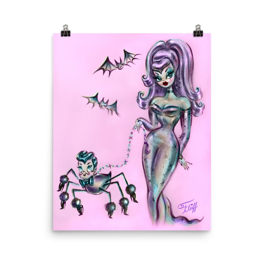 Goth Glamour Girl with Dandy Spider • Art Print