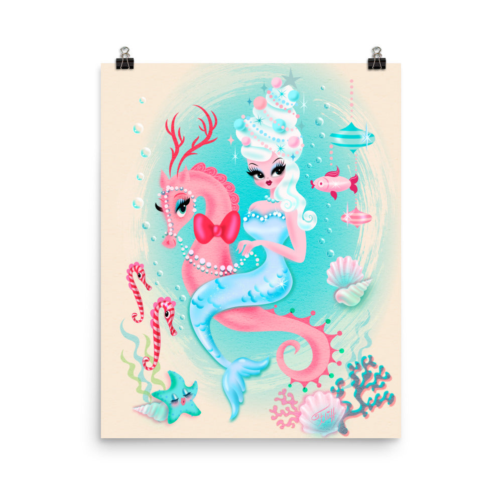 Christmas Bouffant Mermaid • Art Print