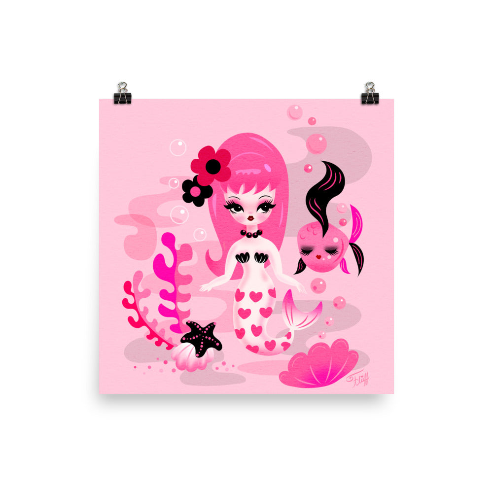 Mod Mermaid in Pinks • Art Print