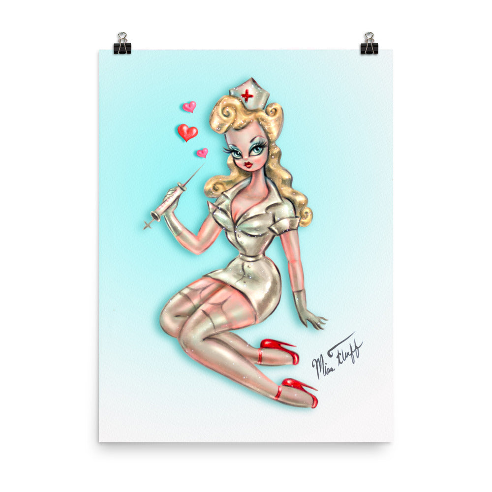 Blonde Pinup Nurse • Art Print