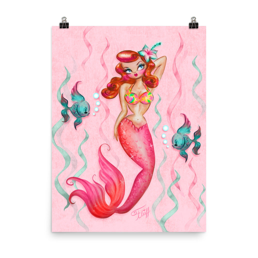 Tropical Redhead Mermaid • Art Print