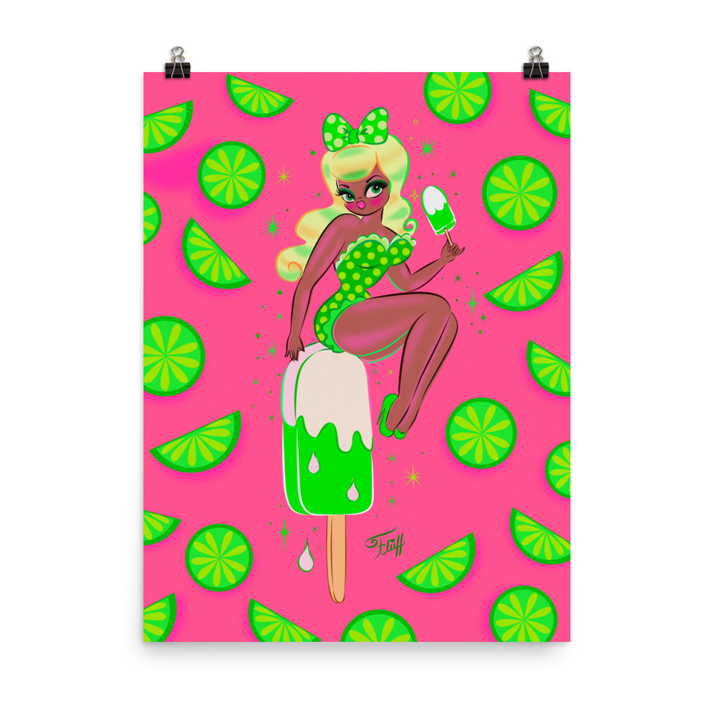 Lime Popsicle Pin Up Doll • Art Print